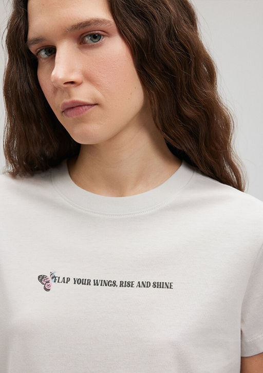 Kelebek Bask?l? Gri Tisort - Mavi фото 5