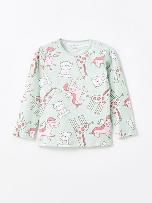 Bisiklet Yaka Bask?l? K?z Bebek 2li Pijama Tak?m? - Waikiki фото 2