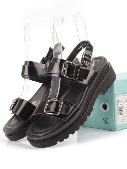 08-PEAG64-2 BLACK Босоножки женские (натуральная кожа)