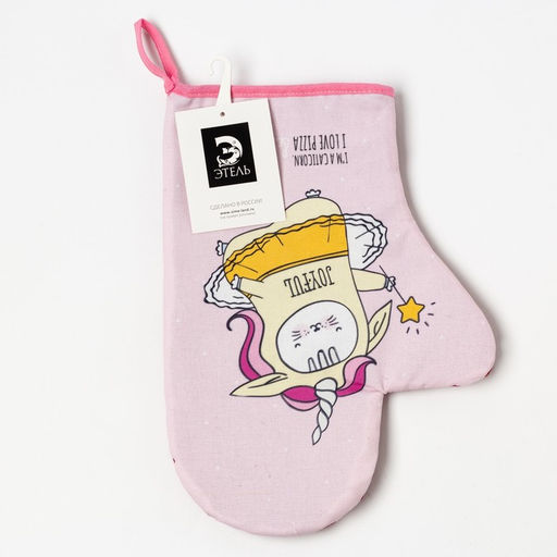 Варежка-прихватка Этель Caticorn 20х28 см, 100% хлопок, саржа, ватин 250 г/м2  фото 4