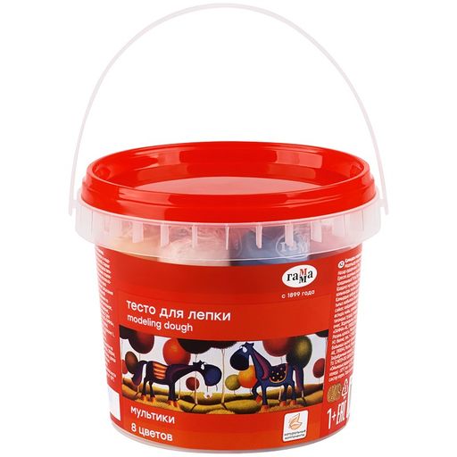 Тесто для лепки Гамма "Мультики" 8цв. по 25гр. (150722_01) пластиковая банка