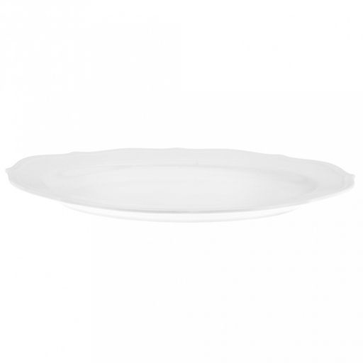"Совершенство" Блюдо овальное фарфоровое 350х246х27мм, белый, рельефный декор, волнистый край (Китай)
