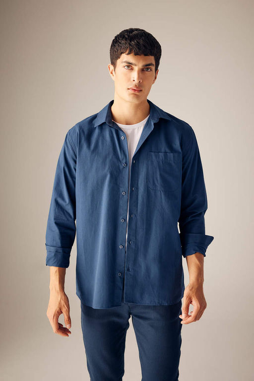 Рубашка из поплина с длинным рукавом стандартного кроя - Defacto фото 3