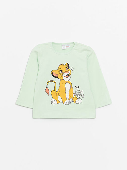 Bisiklet Yaka Uzun Kollu Aslan Kral Bask?l? Erkek Bebek Pijama Tak?m? - Waikiki фото 2