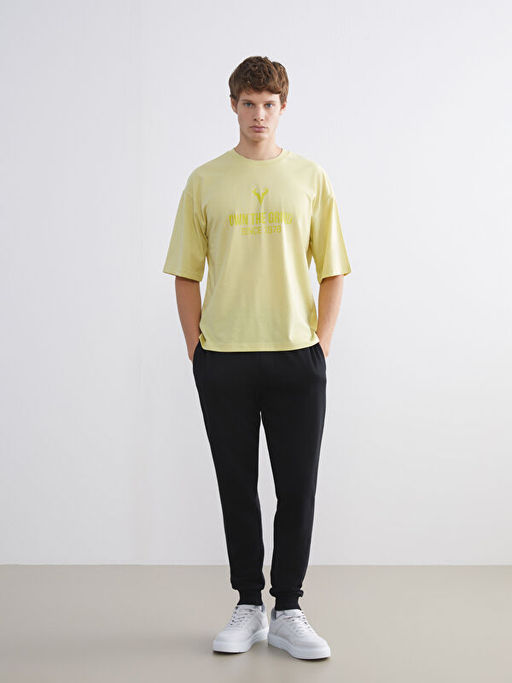 Bisiklet Yaka Bask?l? Erkek Spor Ti??rt