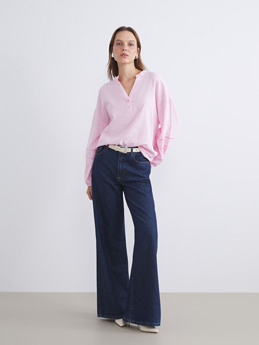 Ka??k Yaka Oversize Bluz