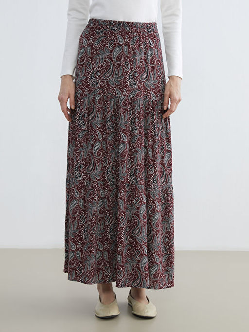 Beli Lastikli Desenli Etek