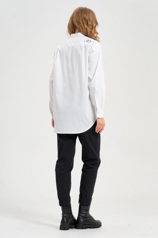 рубашка из тонкого хлопка в стиле OVERSIZE    с кокеткой на спине - А+б коллекция фото 12