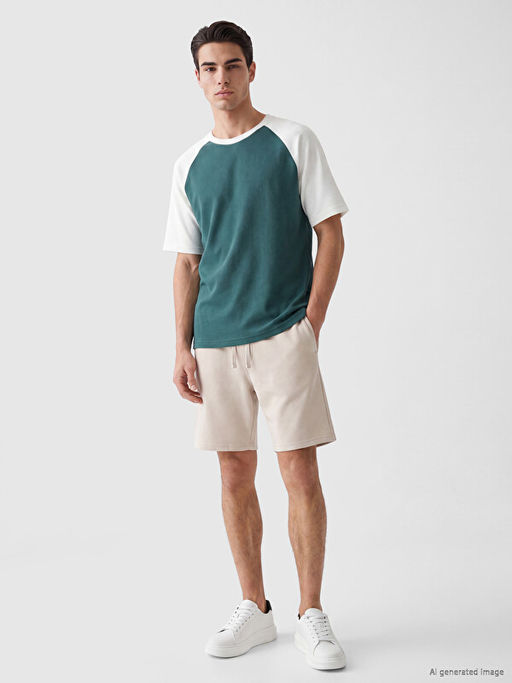 Relaxed Fit Bisiklet Yaka Reglan Kollu Erkek Ti??rt - Waikiki фото 2