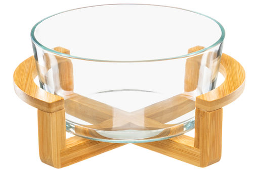 Блюдо для сервировки и запекания 1,4 л 21,5*18*10,5 см GLASKRAFT круглое с бамбуковой подставкой - Elan gallery фото 5