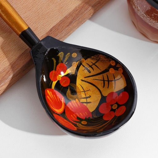 Цена за 10 шт. Ложка деревянная «Традиционная», полубаская, 19×6 см, МИКС