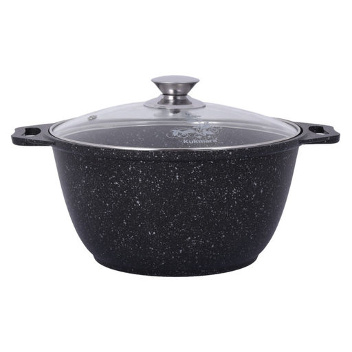 Кастрюля алюмин. 4л (стекл.крышка) (АП) темный мрамор (кмт42а)