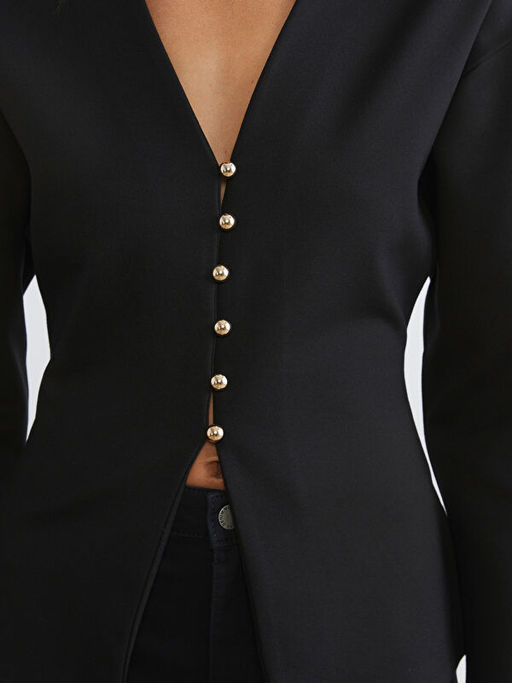 V Yaka Peplum Kad?n H?rka