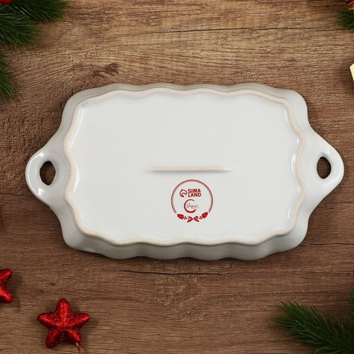 Блюдо новогоднее «Пряничные человечки», 23×13×2.5 см, ручная работа