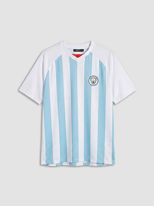 V Yaka Manchester City Bask?l? Erkek Spor Ti??rt