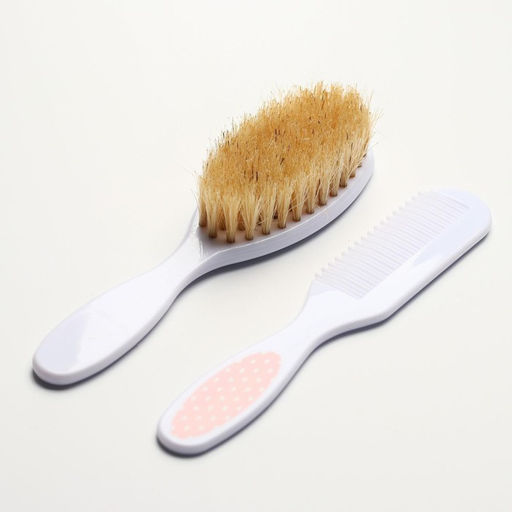 Расчёска детская, массажная щётка с натуральной щетиной для волос в наборе «Малыши и малышки», от 0 мес.