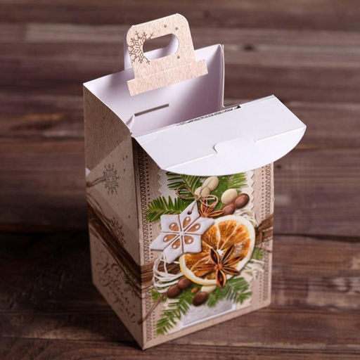 Цена за 5 шт. Подарочная коробка Новогодний декупаж, 9,1 х 7 х 15,7 см - Simaland фото 3