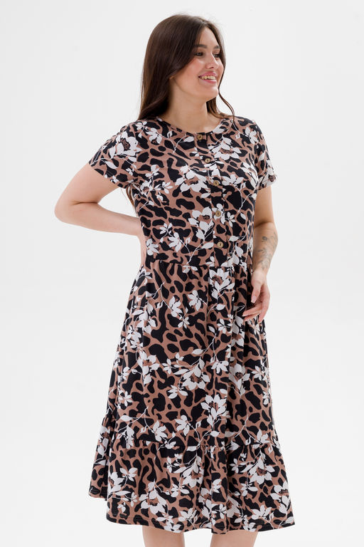 Платье женское из кулирки Кармелита 2 цветок кофе - Амадэль фото 9