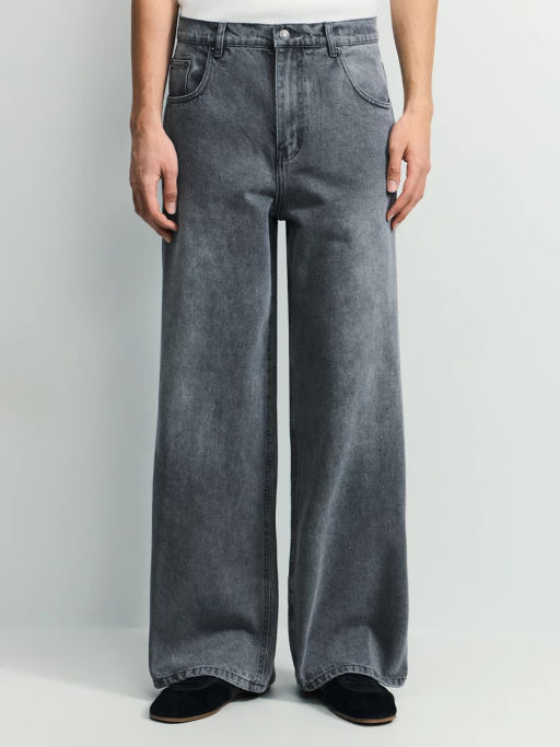 Джинсы wide leg с эффектом стирки / Zarina  фото 2