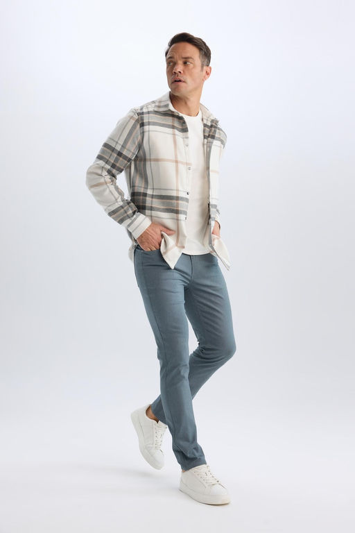 Slim Fit Yazl_k Chino Kanvas Dokulu Pantolon - Defacto фото 2