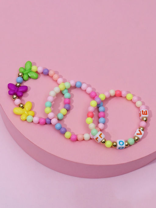 Цена за 2 шт. Набор детских браслетов «Выбражулька» 3 шт. d=5 см бабочки и буквы, цветные