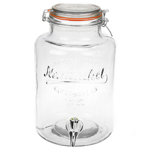 Лимонадник стеклянный с бугельным замком "Семья" 5л, д19см h29,5см, д/горловины 11,2см, с краником, крышка с силиконовый уплотнитель (д/основания 16см) (Китай)