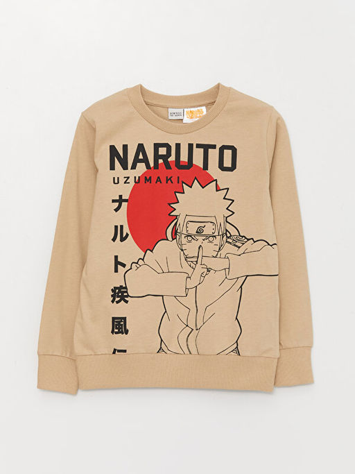 Bisiklet Yaka Naruto Bask?l? Uzun Kollu Erkek ?ocuk Ti??rt - Waikiki фото 2
