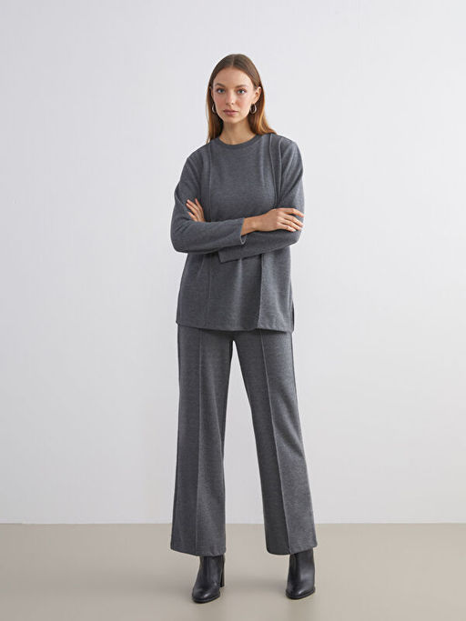 B?y?k Beden Beli Lastikli Geni? Pa?a Kad?n Pantolon