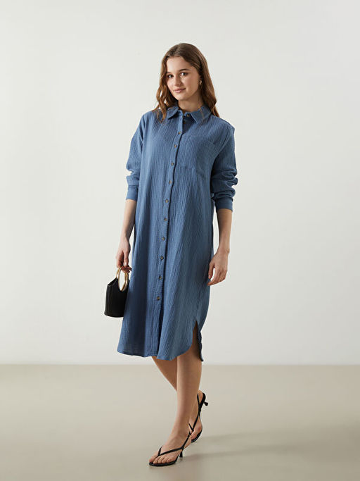 Dokulu Kad?n G?mlek Elbise