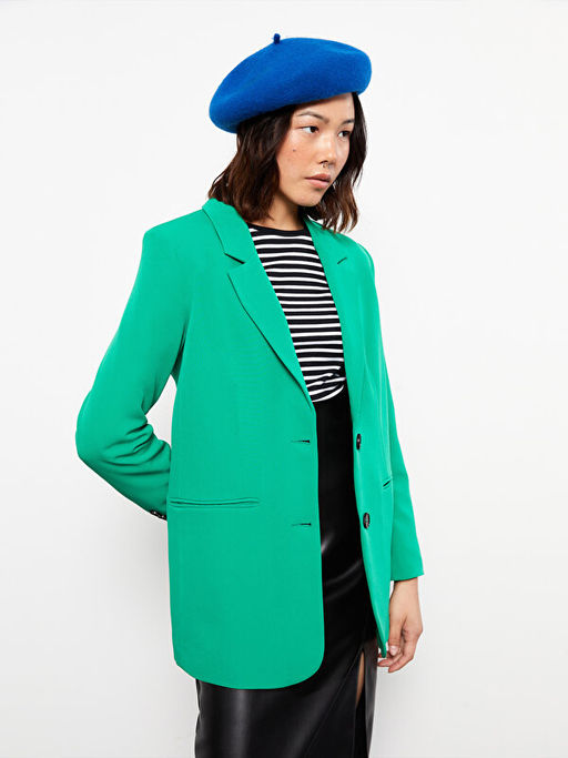 D?z Uzun Kollu Kad?n Ceket