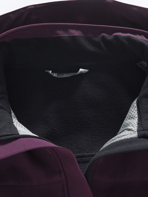 Ветровка женская софтшелл виндстоппер с капюшоном спортивная темно-фиолетового цвета 9616_1TF