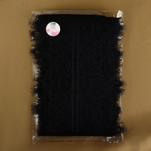 Кружево реснички, 130 мм, 9±0.5 м, в бобине 3 шт. по 3 м, чёрное