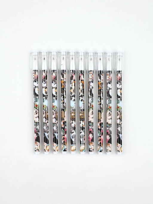 Цена за 10 шт. Ручка пластик с колпачком «Мемные коты», синяя паста, шариковая 0.5 мм