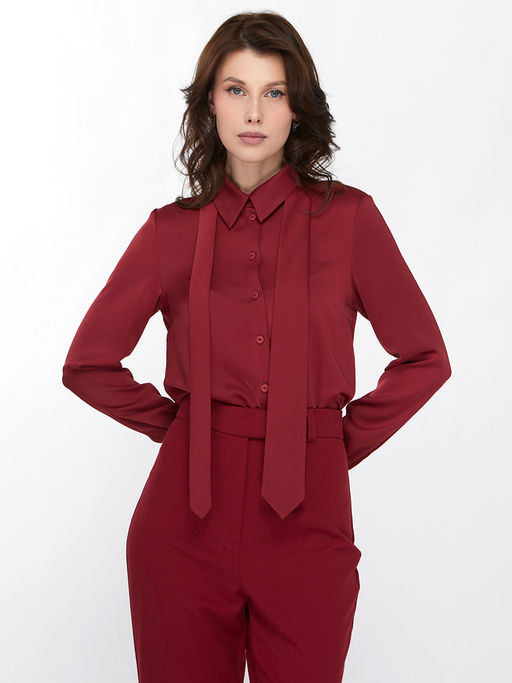 Блузка с галстуком OD-881-6 бордовый - Tantino фото 5