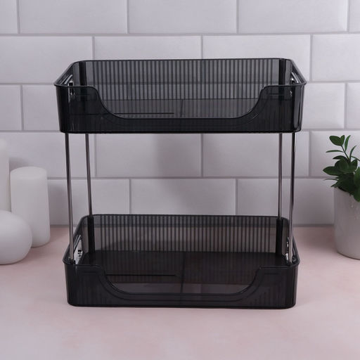 Органайзер для хранения, с ручками, 2 секции, 31×20×29 см, цвет чёрный, серебристый