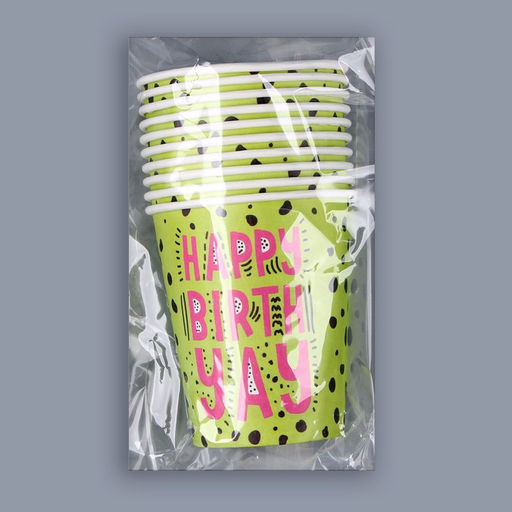 Цена за 10 шт. Стакан бумажный Happy Birthday Яркая, 250 мл - Страна карнавалия фото 3