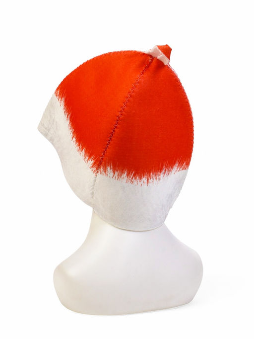 Набор для бани с принтом С новым годом!, 5 предметов: шапка, рукавица, тапочки, коврик, войлок, красный, Банная забава  фото 11