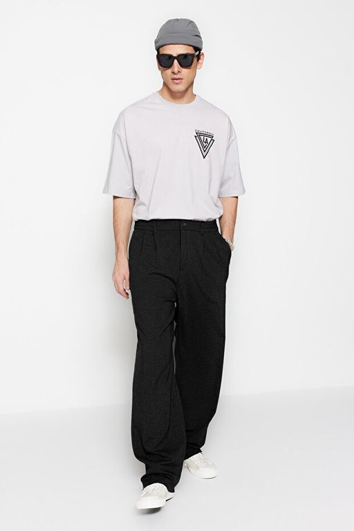 Siyah Wide Leg Bol Kuma_ Baggy Pantolon TMNSS23PL00039