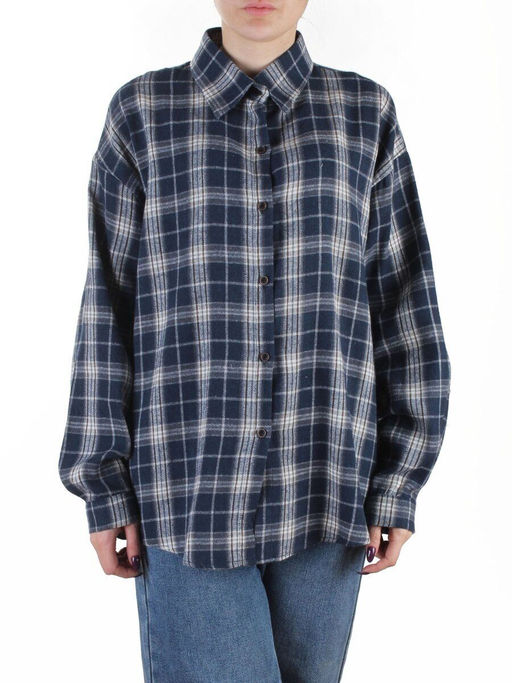 C01 BLUE/BEIGE Рубашка женская оверсайз (95% хлопок, 5% спандекс)