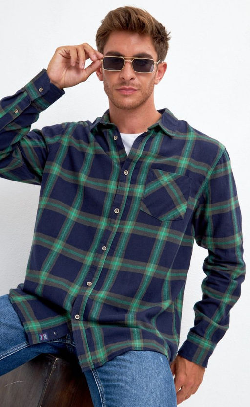 Рубашка фланель F121-0460 green-d.blue - Fine joyce фото 2