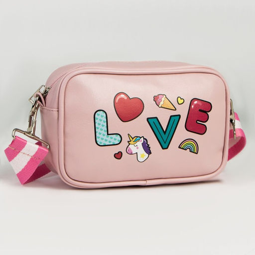 Сумка детская для девочки Love на молнии, розовая - NAZAMOK KIDS фото 2