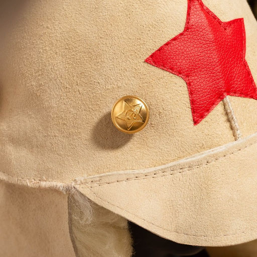 Шапка для бани из овчины Будёновка скорняжный шов, бежевый - Simaland фото 4