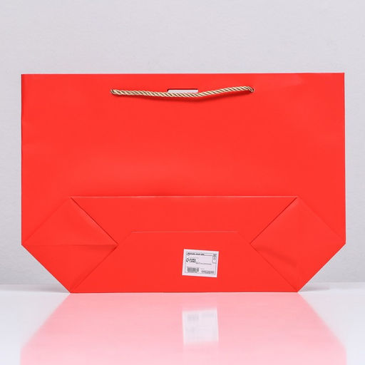 Цена за 12 шт. Пакет подарочный с лентой 26 х 25 х 11 см Красный - UPAK LAND фото 2