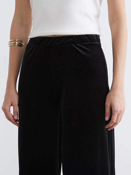 Beli Lastikli Geni? Pa?a Kad?n Kadife Pantolon