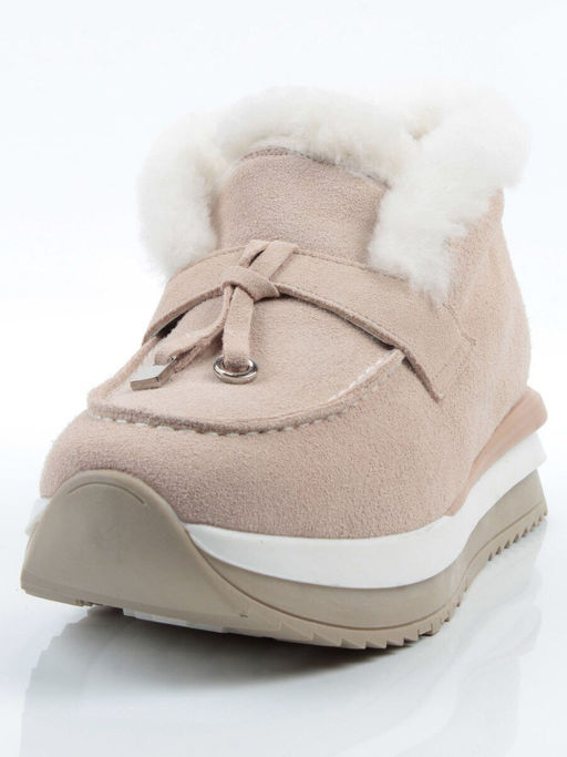 04-5520-7 LT. BEIGE Ботинки зимние женские (натуральная кожа, 100% шерсть)