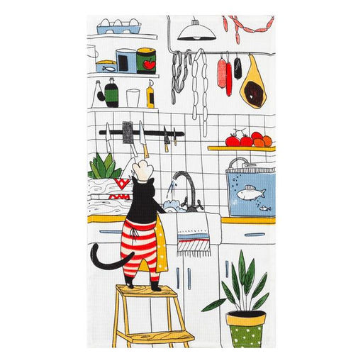 Цена за 2 шт. Полотенце кухонное Доляна Котик на кухне 35х60 см, 100% хл, 160г/м2  фото 2