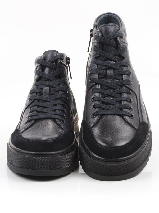 05-B203B-1M-C DK.BLUE Ботинки зимние мужские (натуральная кожа, натуральный мех)