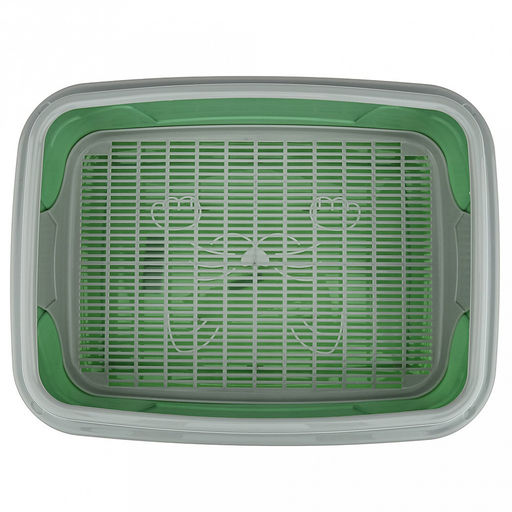 Лоток-туалет для кошек 44,7х33,4х14,7см, полипропилен, с сеткой, с ботиком, оливковый/серый (Россия) - Домашняя мода фото 2