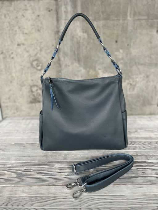 Женская кожаная сумка хобо 8919-9 Блу - Sergio valentini фото 2
