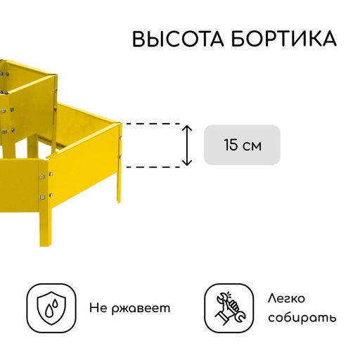 Клумба оцинкованная, 2 яруса, d=60–100 см, высота бортика 30 см, жёлтая, Greengo